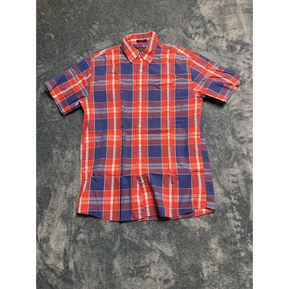 Pendleton Fremont Plaid Button Up Shirt M Men's Red Blue Short Sleeve